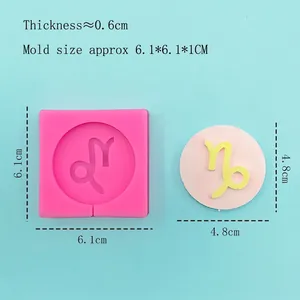Pink Capricorn zodiac silicone mold for DIY chocolate and cake decoration with dimensions