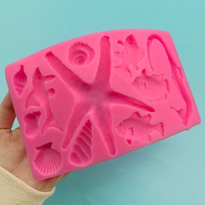 Pink ocean theme silicone mold with starfish and seahorse for DIY cake fondant and jewelry
