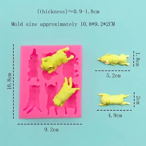 DIY pink silicone puppy mold for fondant and chocolate with product dimensions