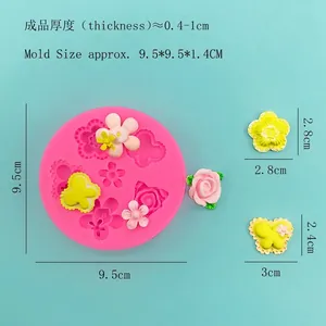 Pink silicone mold for butterfly and rose fondant cakes with detailed measurements