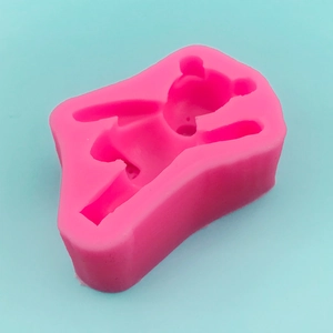 Kick bear silicone mold in rose red for chocolate fondant and DIY plaster handicrafts