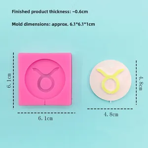 Detail view of Taurus zodiac silicone mold dimensions and finished cake decoration
