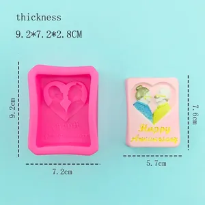 Silicone mold with Happy Anniversary heart design for DIY soaps or plaster crafts