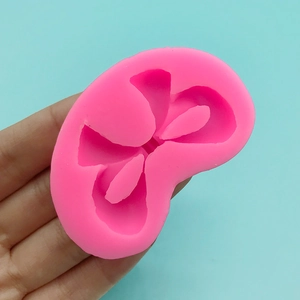 Pink silicone bow-shaped mold for DIY fondant and chocolate cake decorating baking tool
