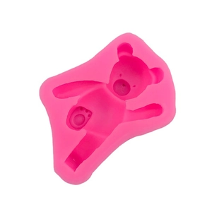 Pink bear shaped silicone mold for chocolate fondant cake decor and DIY crafts
