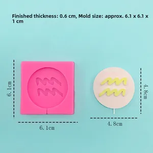 Macro view of pink silicone mold with dimensions showing Aquarius pattern thickness