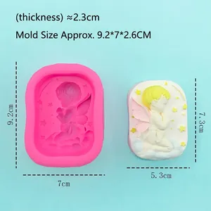 3D angel silicone mold for handmade soap candle making with praying angel and star design