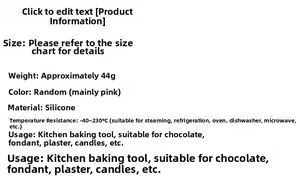 Silicone mold specifications showing -40 to 230C temperature resistance and 44g weight