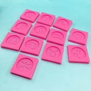 12-piece pink silicone zodiac sign molds for DIY chocolate and cake decoration