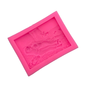 Pink silicone mold with Van Gogh landscape relief for cake and chocolate decoration