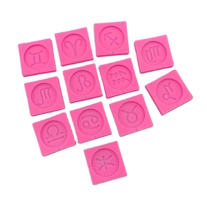 Set of 12 pink silicone zodiac molds for DIY chocolate and cake decoration projects