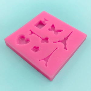 Stampo in silicone rosa con Torre Eiffel, cuore, chiave e farfalla per decorazione torte