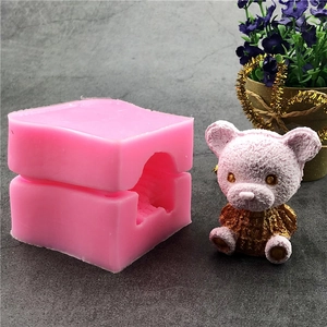 3D Teddy Bear Silicone Mold for DIY cake baking and ice cubes with detailed fur texture