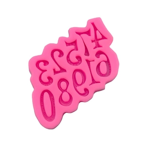 Pink silicone number 0-9 DIY mold for chocolate and fondant cake decoration