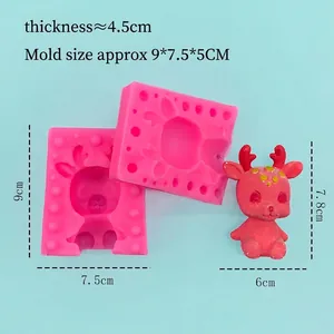 3D reindeer silicone mold for DIY cake fondant and plaster crafts with dimensions