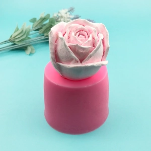 Pink 3D rose silicone mold for fondant baking and handmade scented candles craft diy