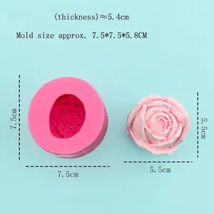 3D rose flower silicone mold for DIY baking and aroma stones shown from top view