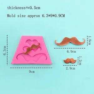 Pink mustache silicone mold for fondant cake decorating with three different beard shapes
