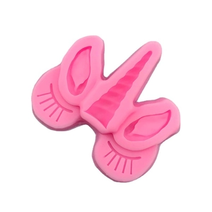 Pink unicorn horn ears and eyelashes silicone mold for DIY fondant cake decoration