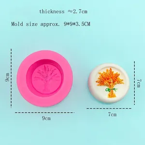 Lavender flower DIY silicone mold and white plaster craft with wheat ear relief pattern