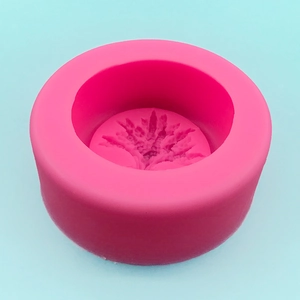 Round pink silicone mold with lavender pattern for soap and cake decorating