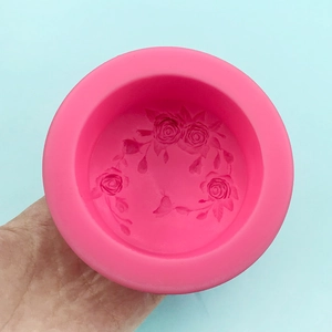 Rose floral round silicone mold for DIY soap making and cake decorating with embossed pattern