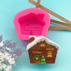 3D Christmas Snow House Silicone Mold DIY Baking Cake Fondant Decoration Candle Soap Gypsum Resin Casting Tool Cabin House