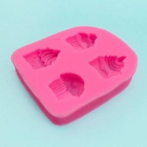 Stampo in silicone rosa a 4 cavità per cupcake, artigianato in resina e cioccolato