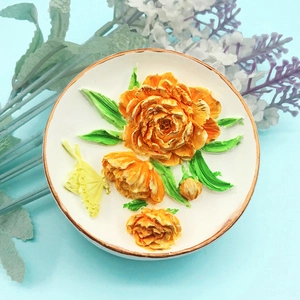 DIY butterfly and floral embossed round silicone mold for handmade soap and candles