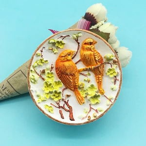 Moule en silicone pour gâteaux fondant avec relief 3D d'oiseaux et fleurs de prunier