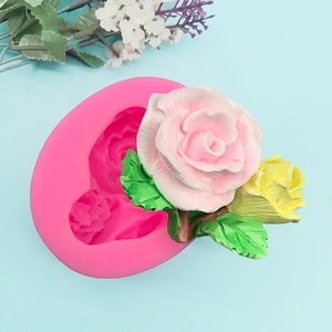 3D rose flower and leaf silicone mold for DIY cake baking and chocolate crafting