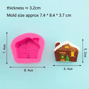 3D Christmas snow house silicone mold for DIY cake decor and handmade crafts