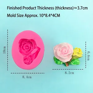 Pink 3D rose and leaf silicone cake mold for DIY baking and chocolate crafting