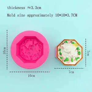 3D double rabbit floral wreath silicone mold for DIY aroma gypsum and resin crafts