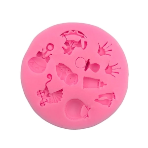 Moule en silicone rose avec biberon et poussette pour décorations de gâteaux et chocolats