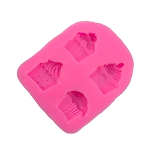 Stampo in silicone rosa a 4 cavità per muffin cupcake cioccolato e ceralacca