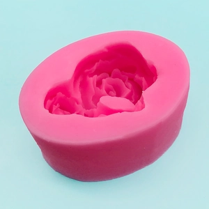 Pink silicone 3D rose flower cake mold with detailed petal texture for DIY baking