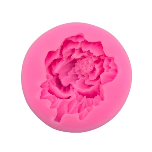 3D peony flower silicone mold for fondant and chocolate, bright pink round design