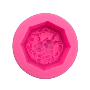 3D double rabbit floral wreath silicone mold for soap and aromatherapy plaster crafts