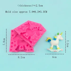 3D unicorn rocking horse silicone mold for chocolate, mousse, and handmade soap crafts