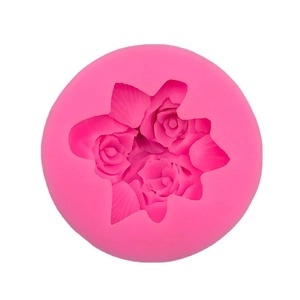 Pink silicone 3D rose flower mold for cake baking, soap making, and DIY plaster crafts
