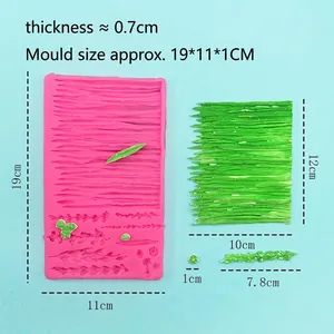 Stampo in silicone rosa per texture erba su torte e resina fai-da-te, 19x11x1cm