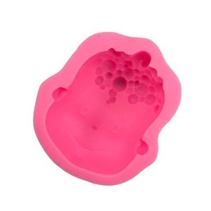 Pink 3D silicone baby face mold for DIY chocolate fondant and handmade soap crafting