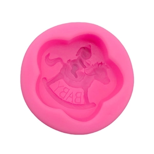 Pink rocking horse silicone mold for baby mousse cakes and DIY chocolate crafts