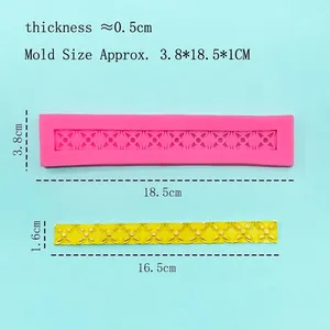 Pink silicone flower strip mold for fondant cake decorating and DIY baking tools