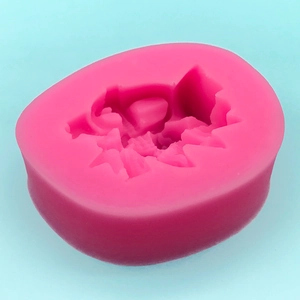Pink silicone mold with cartoon character shape for DIY fondant and chocolate baking
