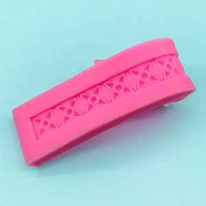 Pink silicone flower border mold for fondant and chocolate DIY cake decorating
