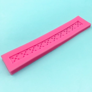 Pink silicone DIY long floral strip mold for fondant and chocolate cake decoration