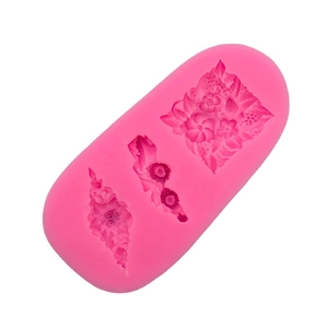 Rose red floral silicone mold with leaf relief for fondant cake decorating and DIY crafts