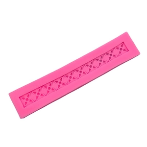 Pink silicone long strip flower mold for fondant cake decorating and chocolate baking